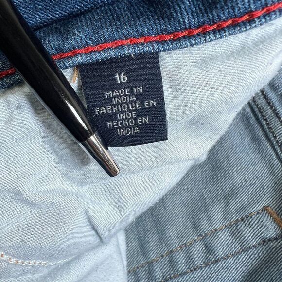 Tommy Hilfiger Womens Jean‎ Shorts Size 16 Blue Denim Rolled Cuff Hem - Picture 4 of 11
